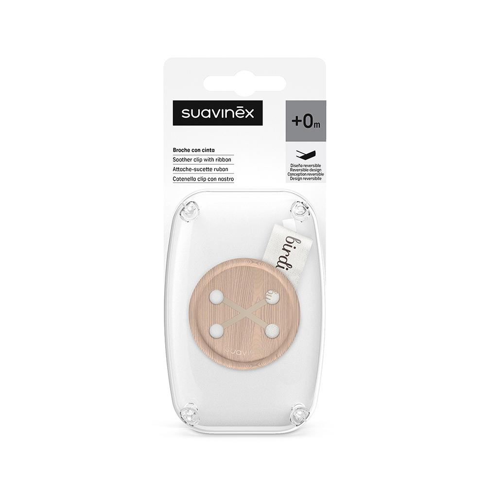 Держатель для пустышки Suavinex Wild с ленточкой бежевый 6м+