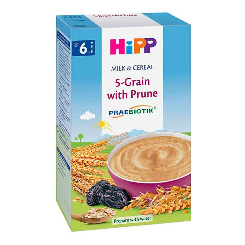 Каша HiPP 5 злаков молочная c черносливом 6м+ 250 гр