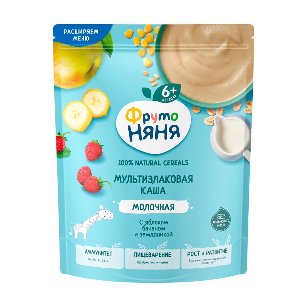 Каша мультизлаковая ФрутоНяня молочная с яблоком бананом и земляникой 6м+ 200гр Каша мультизлаковая ФрутоНяня молочная с яблоком бананом и земляникой 6м+ 200гр