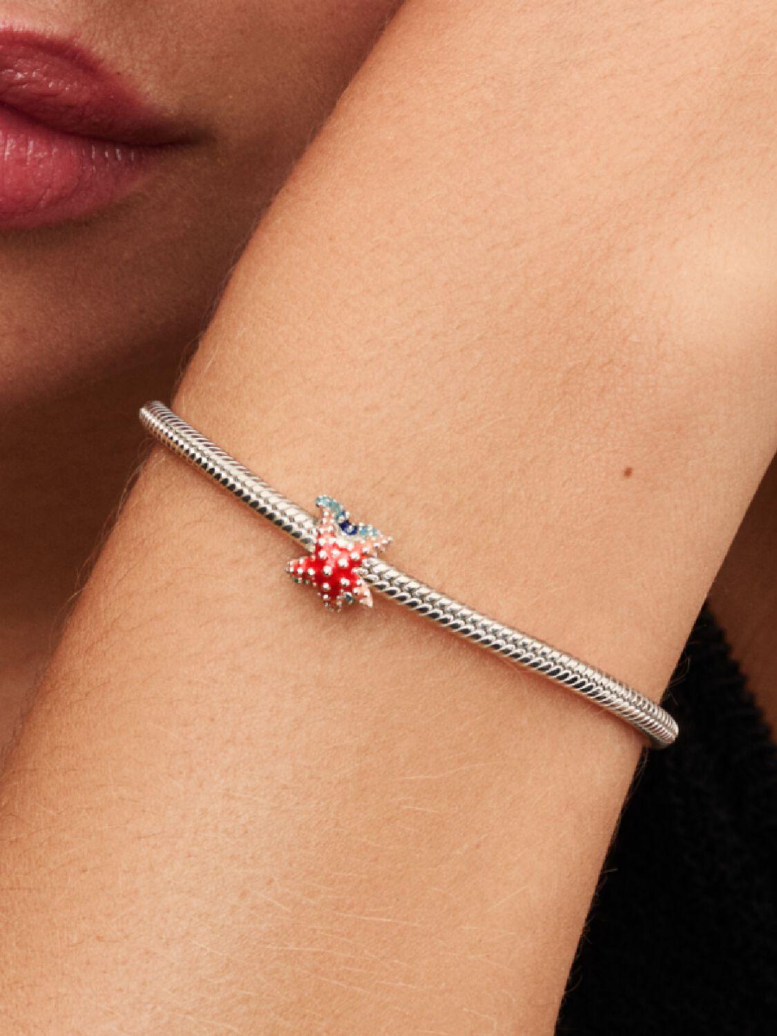 Starfish sterling silver charm with shaded blue and pink enamel