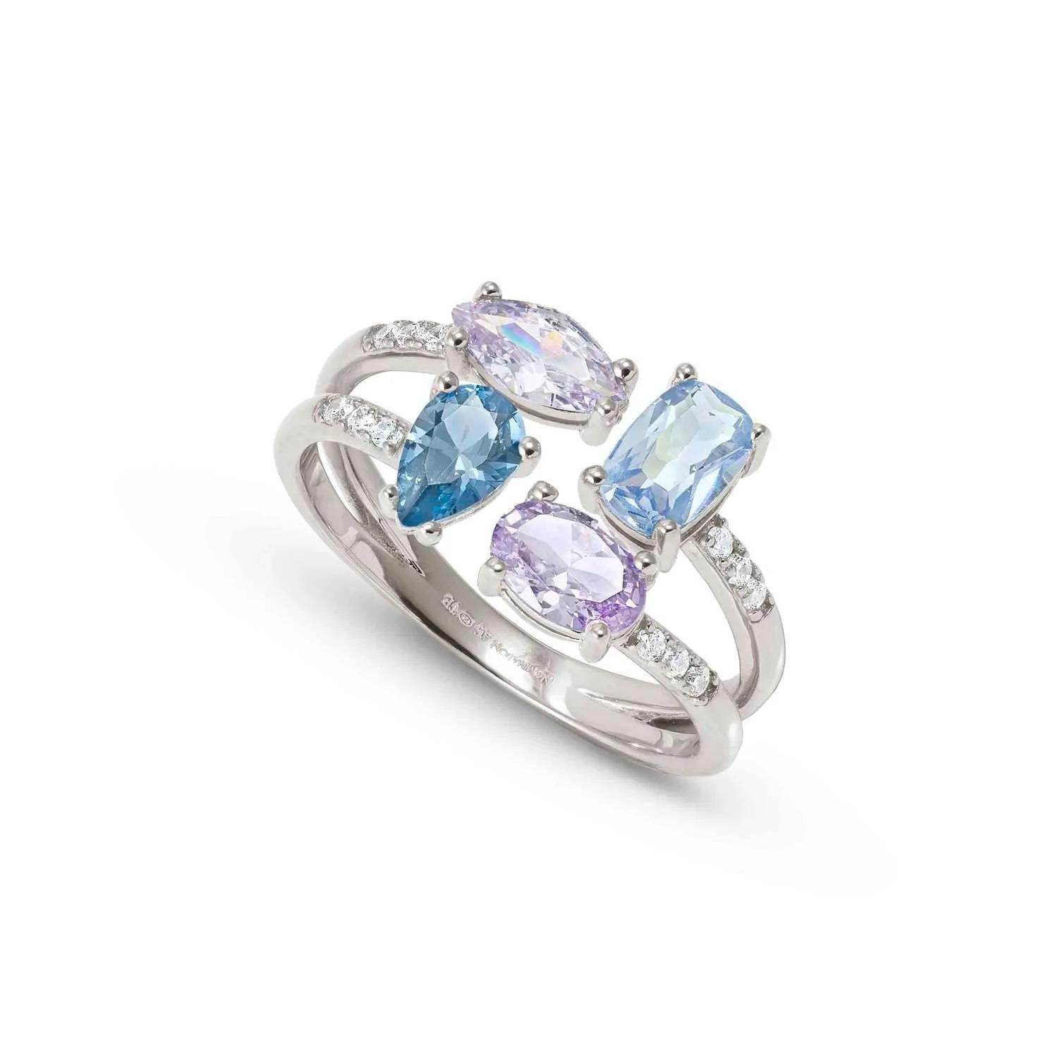 COLOUR WAVE Aurora Edition ring in 925 sterling silver and cubic zirconia (010_Silver-006_Size 15)