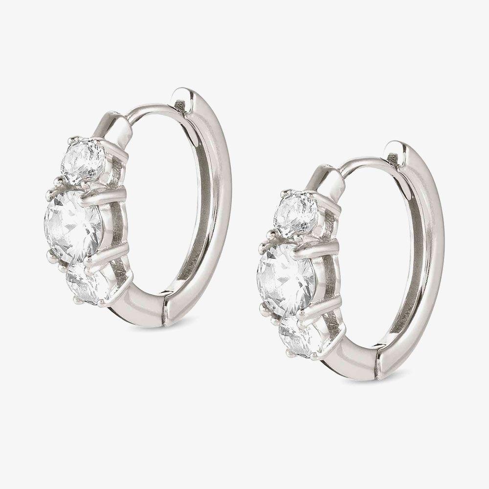 COLOR WAVE earrings in 925 sterling silver and cubic zirconia (WHITE)