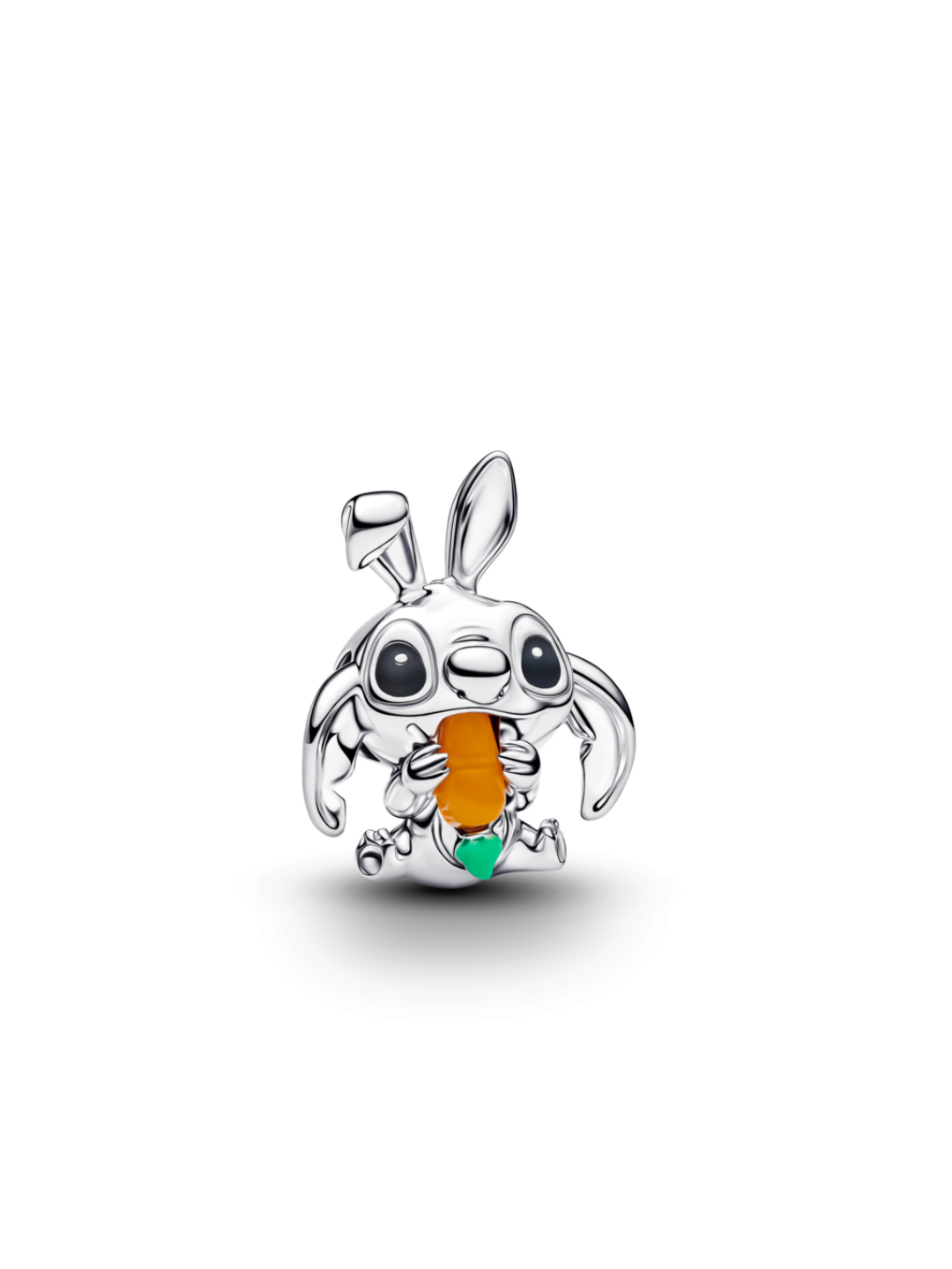 Disney Stitch sterling silver charm with orange imitation quartz, black and green enamel