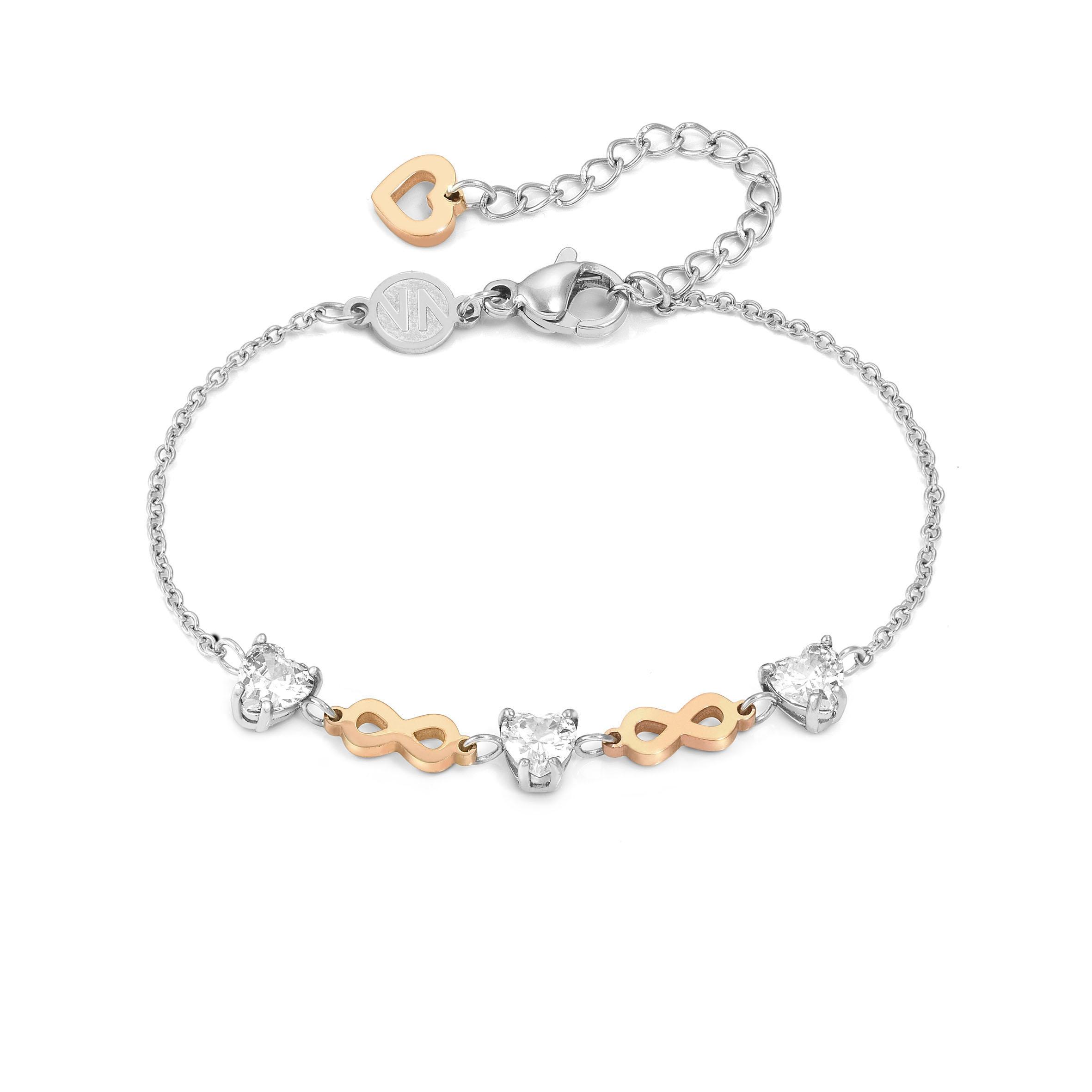 PRINCIPESSINA bracelets in steel with BI-TONE fin, and cubic zirconia (024_Infinite)