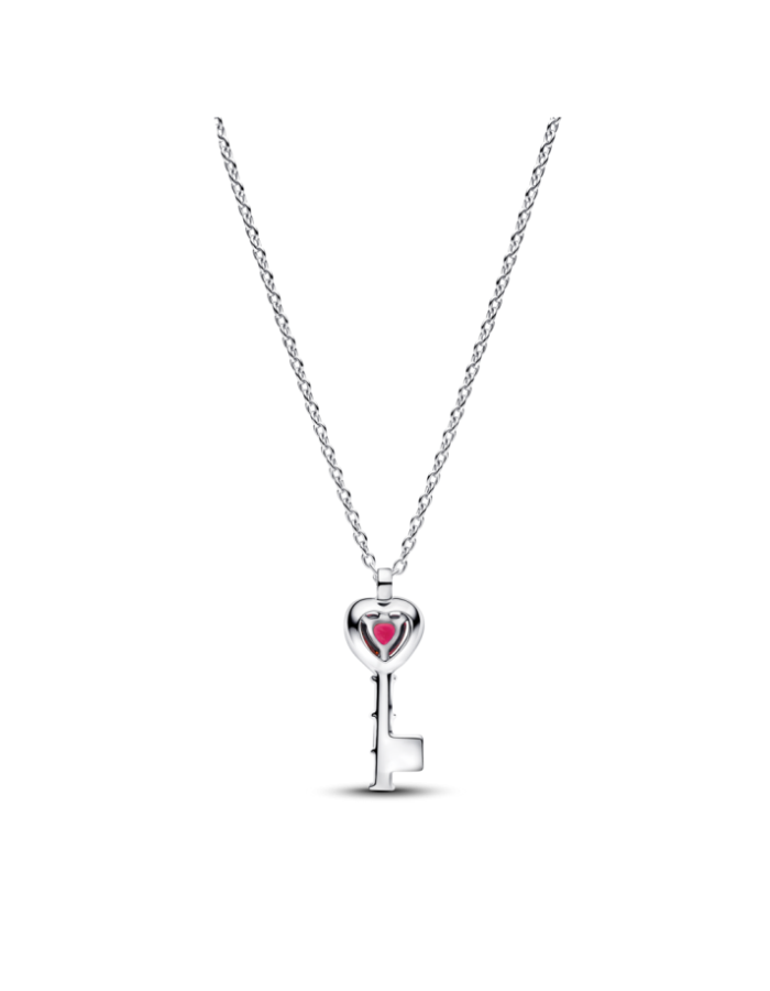 Heart key sterling silver collier with cherries jubilee red crystal and clear cubic zirconia