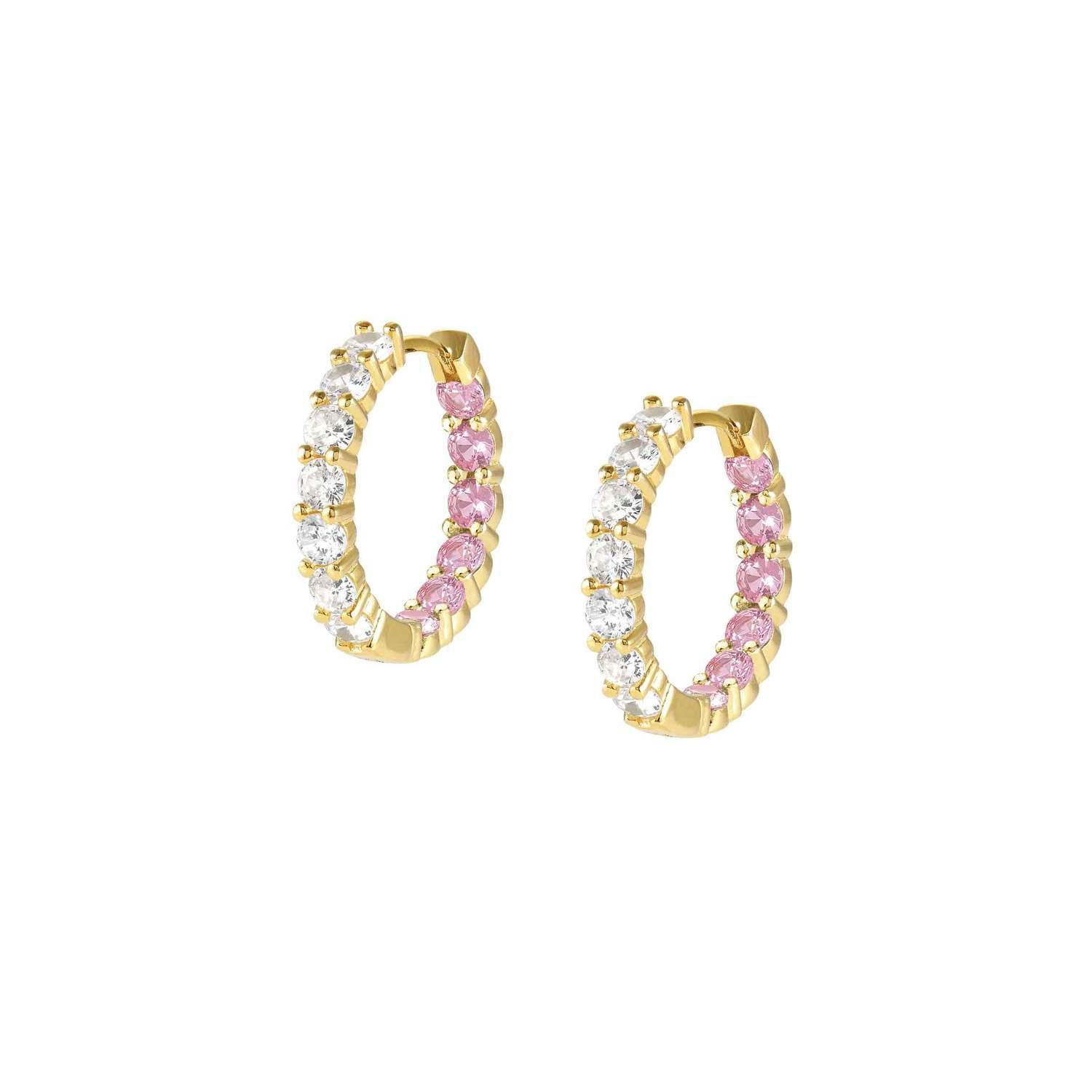 CHIC & CHARM JOYFUL ed. earrings in 925 sterling silver and cz (BICOLOR) (PINK Fin. Yellow gold)