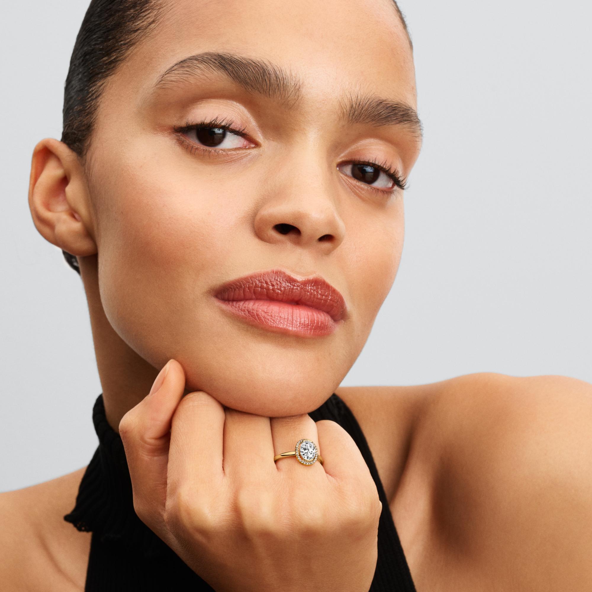 14k Gold-plated ring with clear cubic zirconia