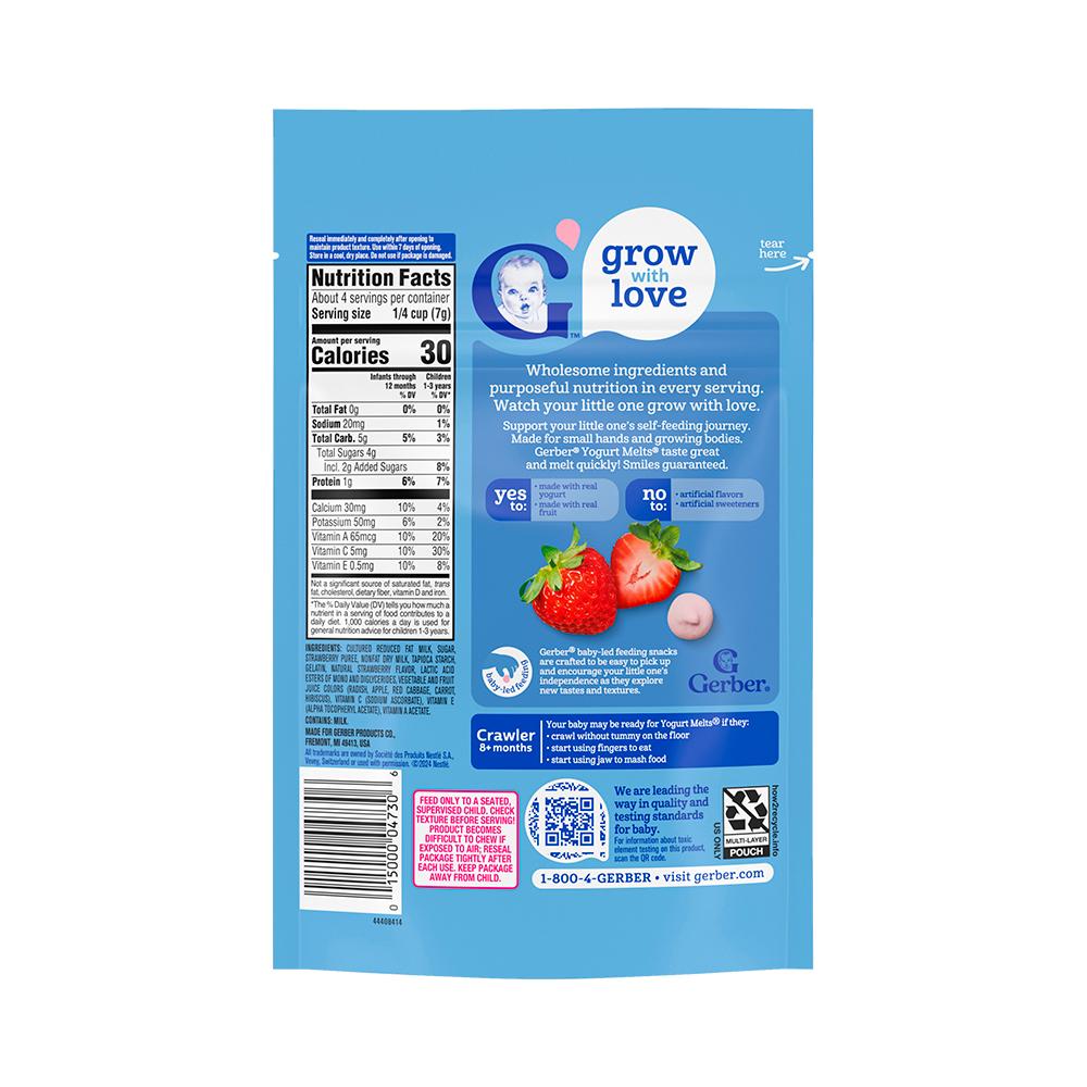 Снеки Gerber Yogurt melts клубника 8м+ 28гр