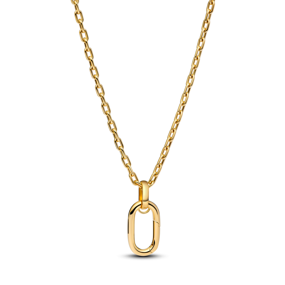 14k gold-plated large openable link pendant necklace