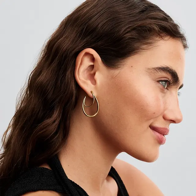 Organically shaped 14k gold-plated hoop earrings