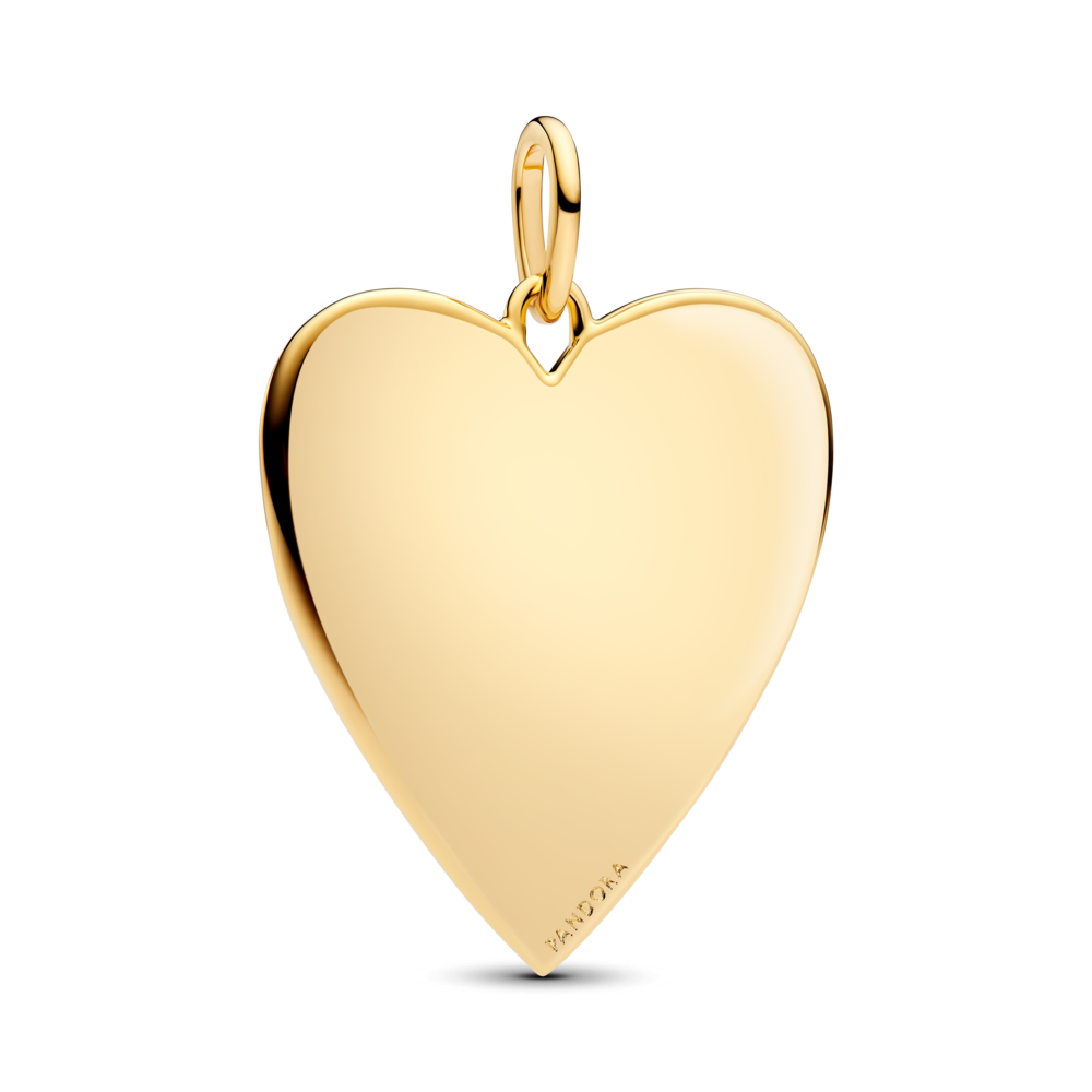 Engravable oversized heart 14k gold-plated pendant