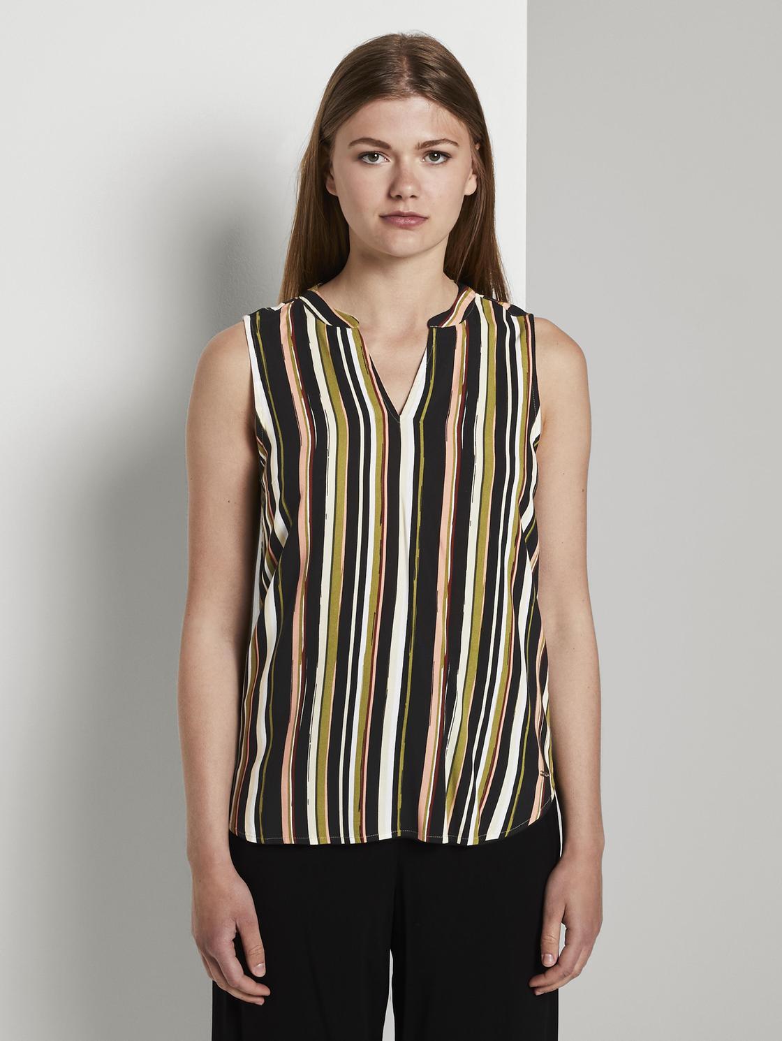 easy sleevel, black multicolor stripe, L