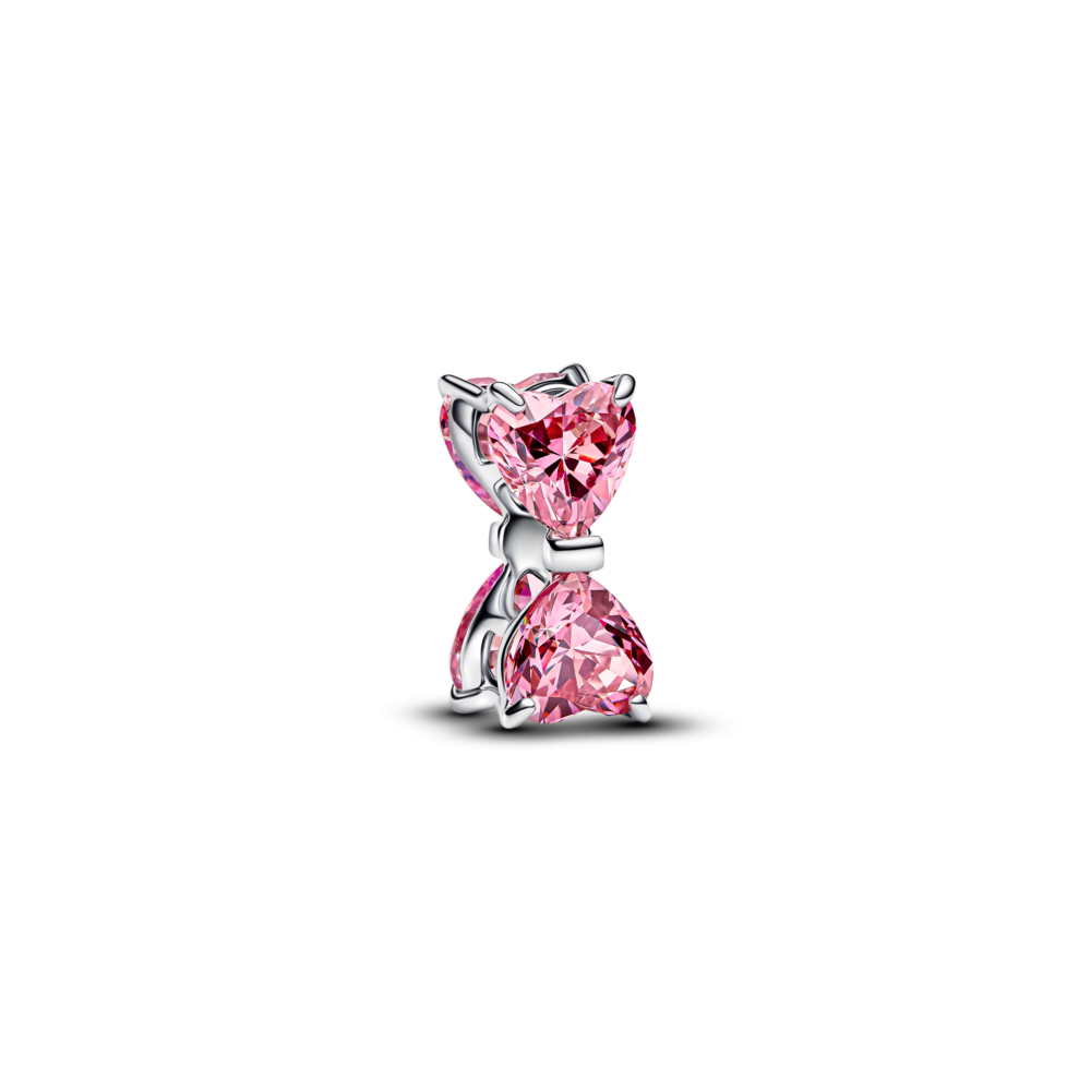 Bow sterling silver charm with fancy pink cubic zirconia Bow sterling silver charm with fancy pink cubic zirconia