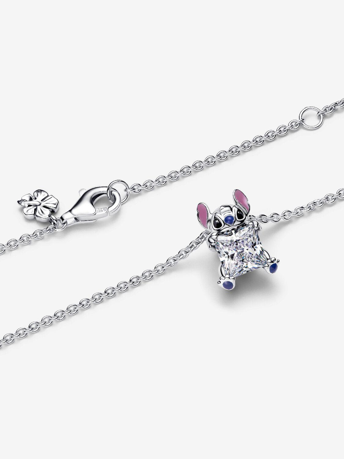Disney Stitch pendant necklace with clear cubic zirconia, purple, blue and black enamel