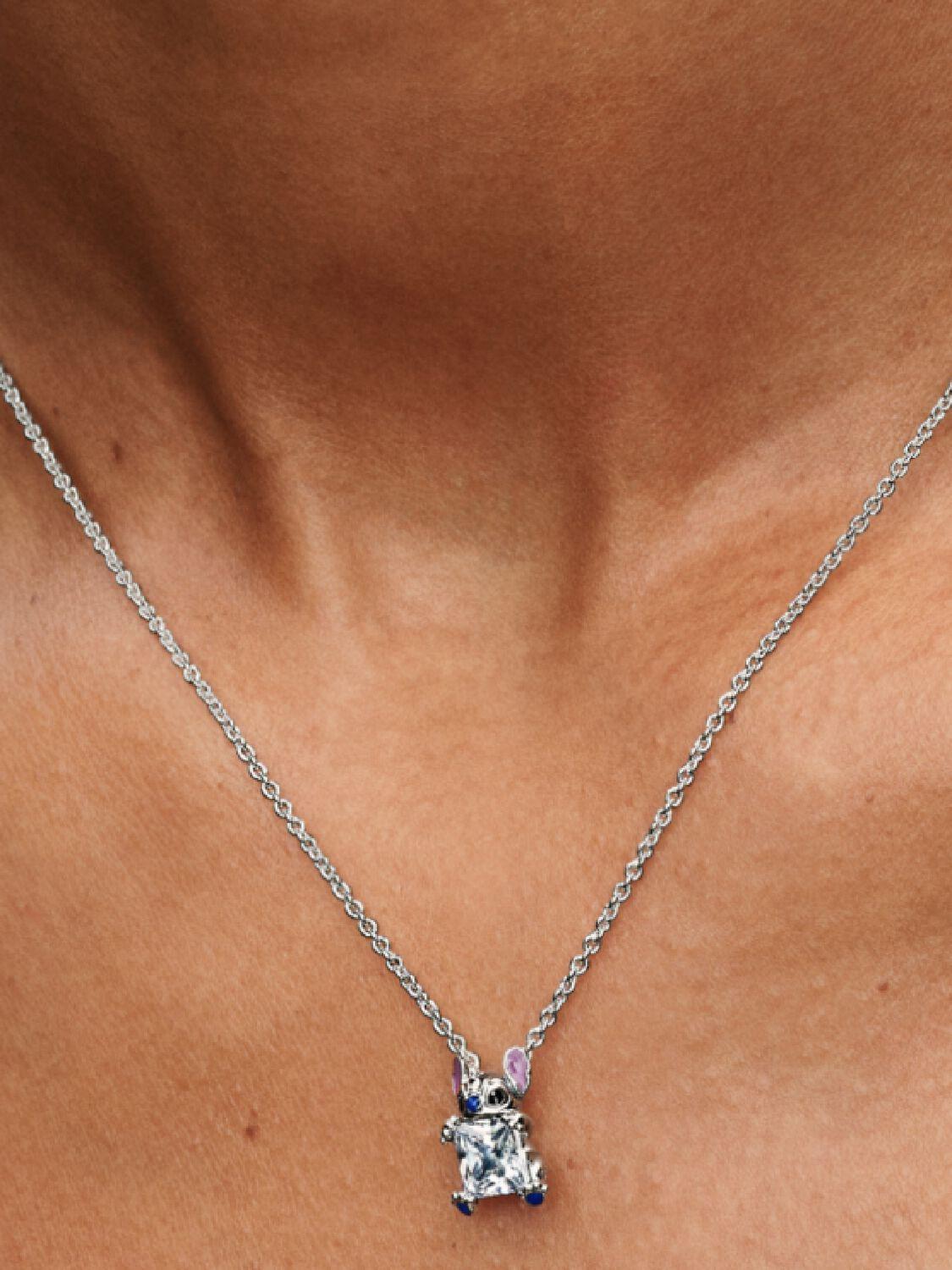 Disney Stitch pendant necklace with clear cubic zirconia, purple, blue and black enamel