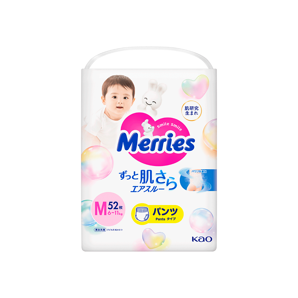 Трусики-подгузники Merries размер M 6-11 кг 52 шт