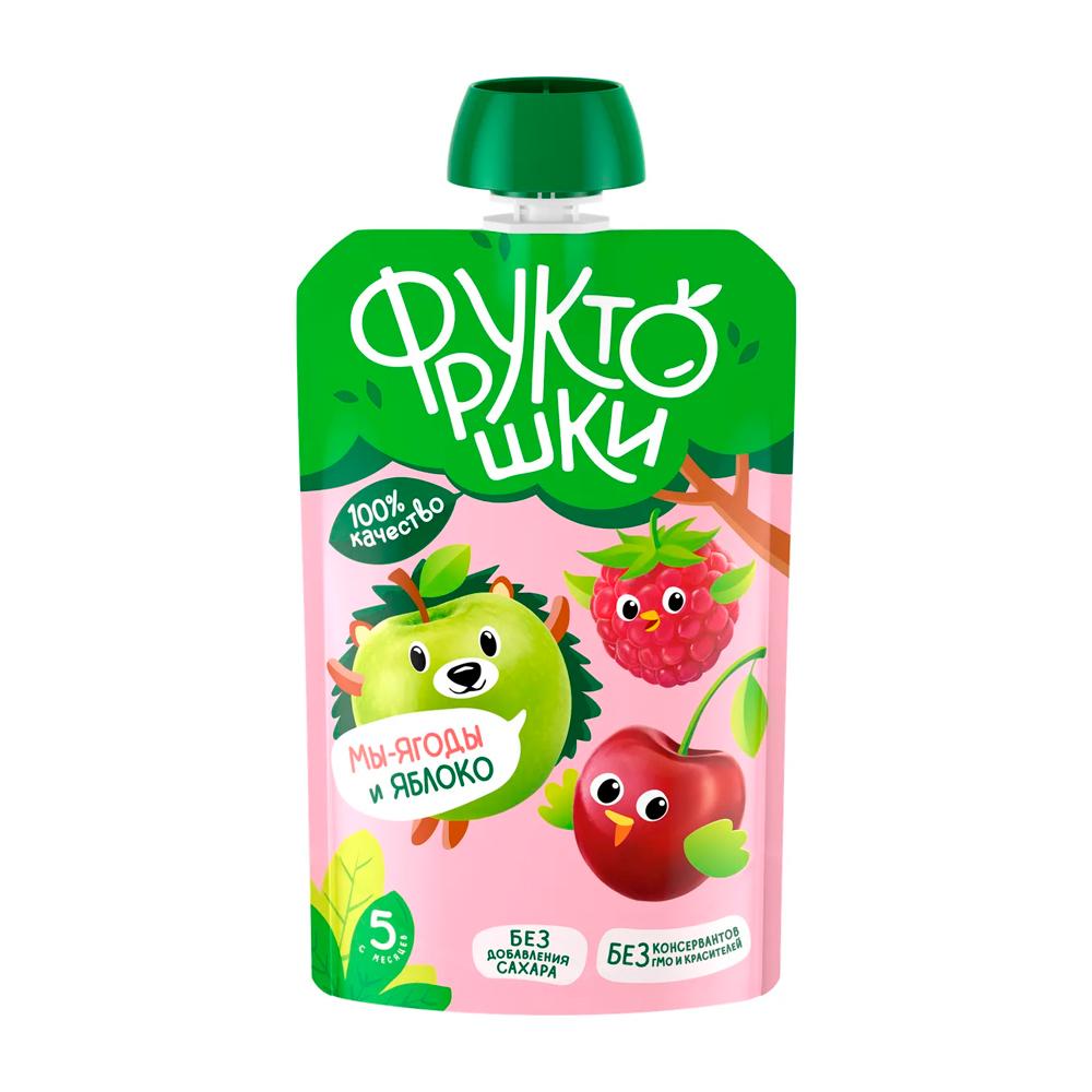Пюре Фрутоняня Фруктошки из яблок, черешни, малины и красной смородины 5м+ 90гр