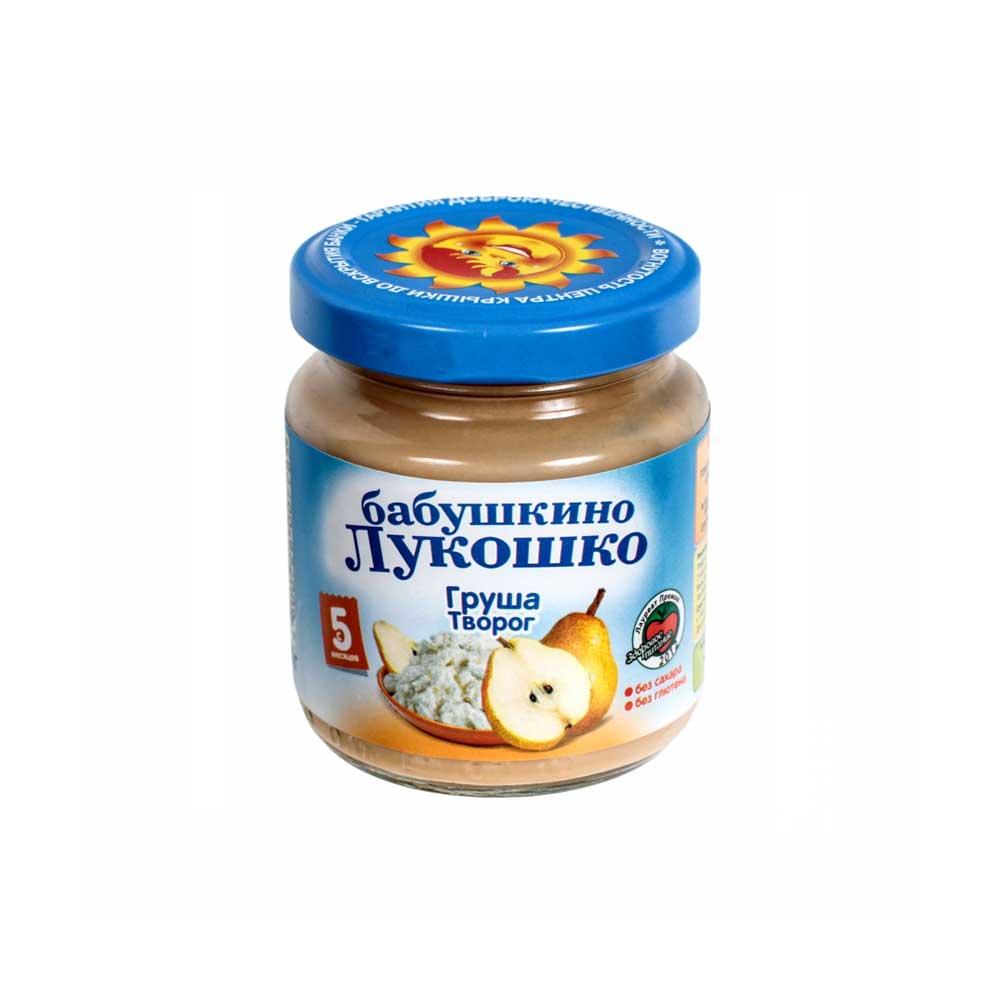 Пюре Бабушкино лукошко из груш с творогом 5м+ 100г