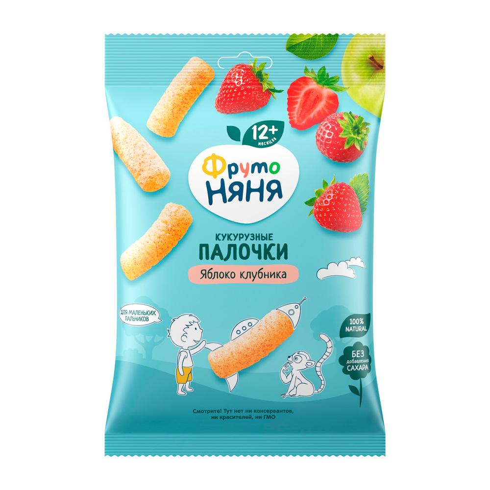 Кукурузные палочки Фрутоняня яблоко клубника 12м+ 20 гр