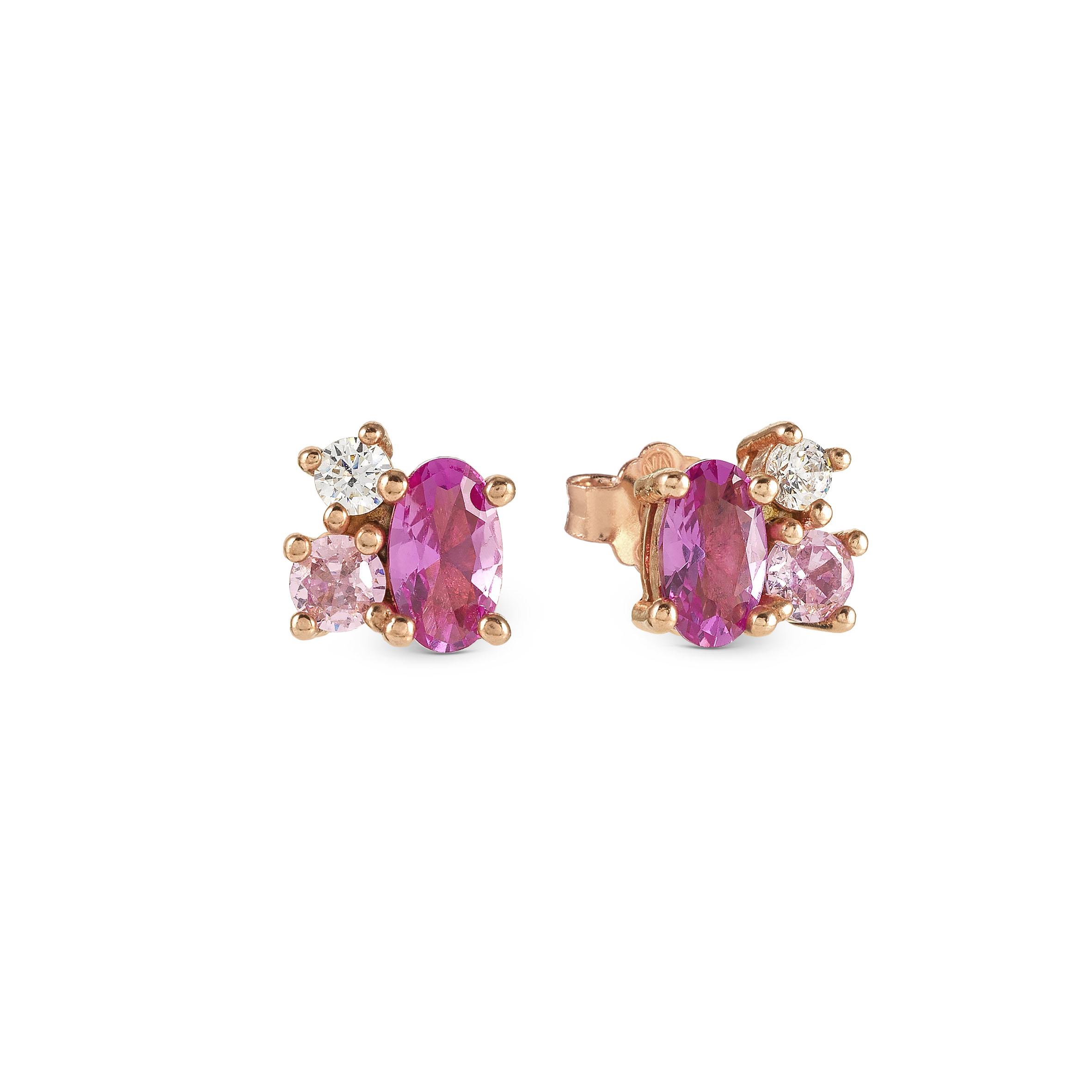 MOSAICA earrings in 925 sterling silver and colored cubic zirconia (011_Rose Gold)