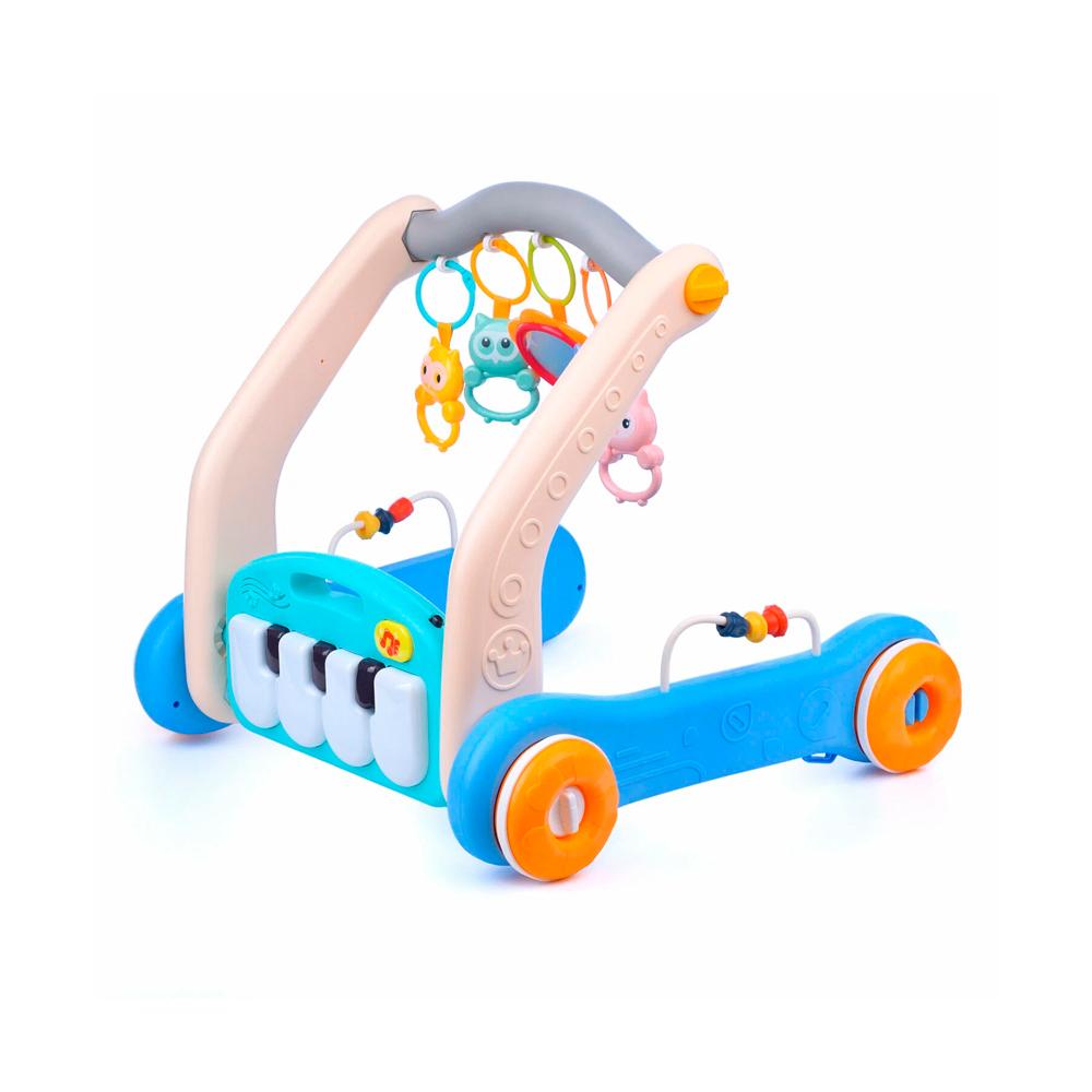 Ходунки с игровым ковриком Huanger 2 в 1 голубые