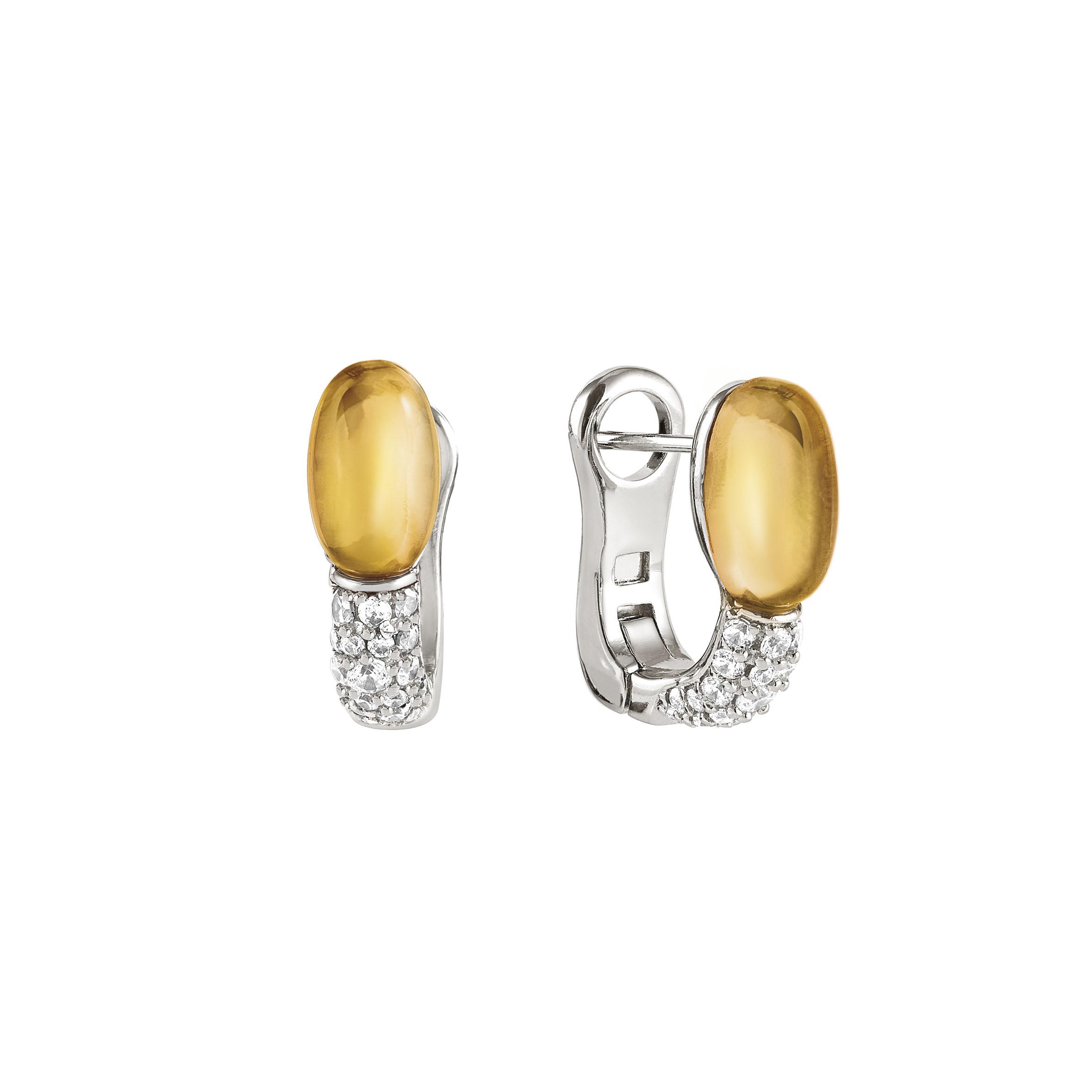 MYRADIANCE earrings ed  PRECIOUS in 925 silver  white topaz and natural stones (004_CITRINE QUARTZ)