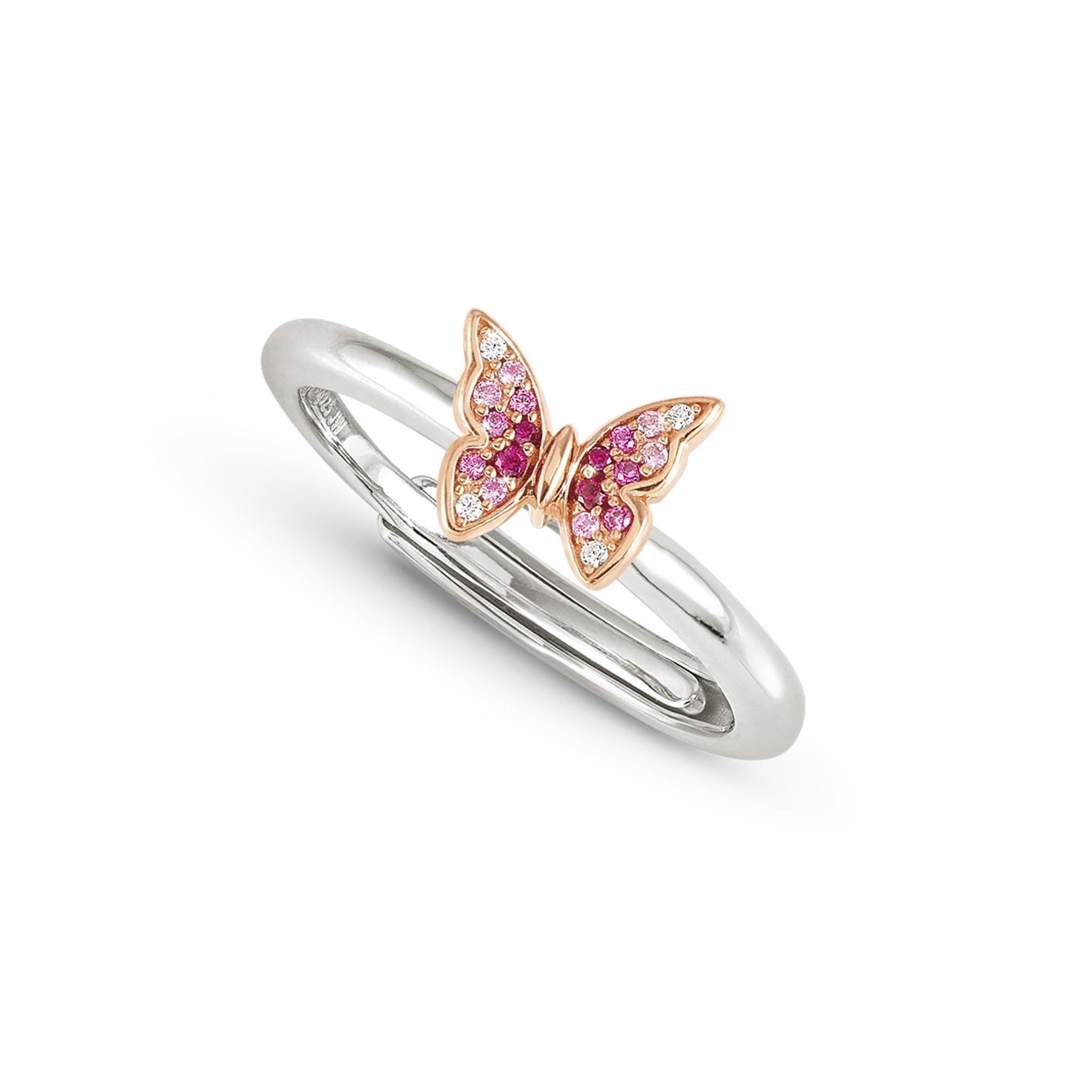 CRYSALIS ring in 925 sterling silver BI-TONE fin, and cz (040_Butterfly)