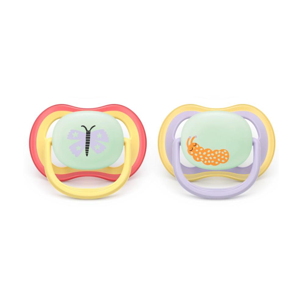 Пустышка Philips AVENT ultra air soother nighttime deco girl 0-6м 2шт