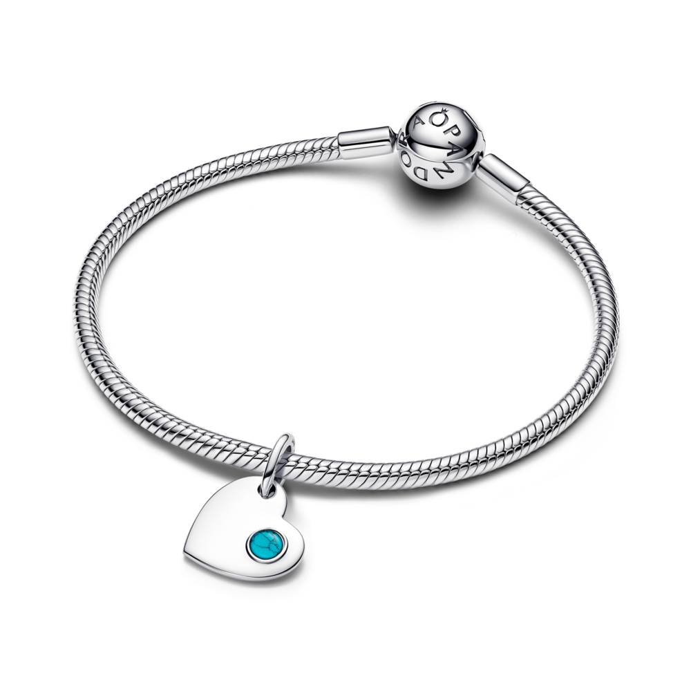 Engravable heart sterling silver dangle with capri blue crystal Engravable heart sterling silver dangle with capri blue crystal