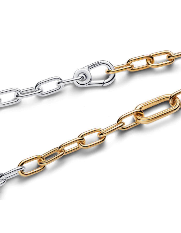 Sterling silver and 14k gold-plated link necklace with 2 openable link