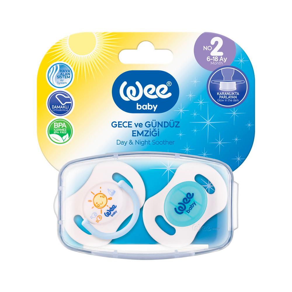 Пустышки Wee Baby Day & Night ортодонтические 6м+ 2 шт