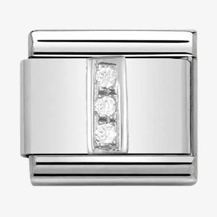 Composable Classic ALPHABETH stainless steel, Cub, zirc and 925 sterling silver (09_I)