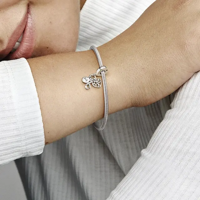 Infinity, disc and heart sterling silver dangle with clear cubic zirconia Infinity, disc and heart sterling silver dangle with clear cubic zirconia