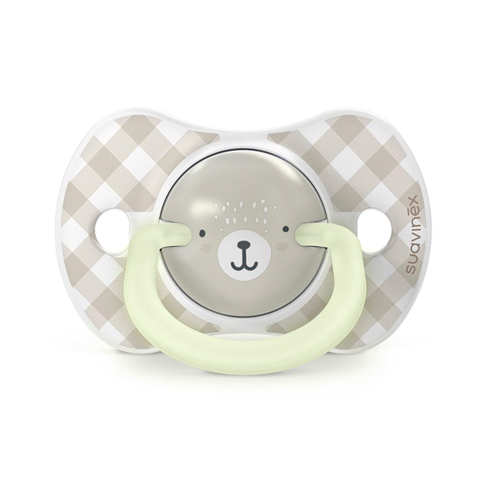 Пустышка ночная Suavinex Wild бежевая 6-18м 2шт