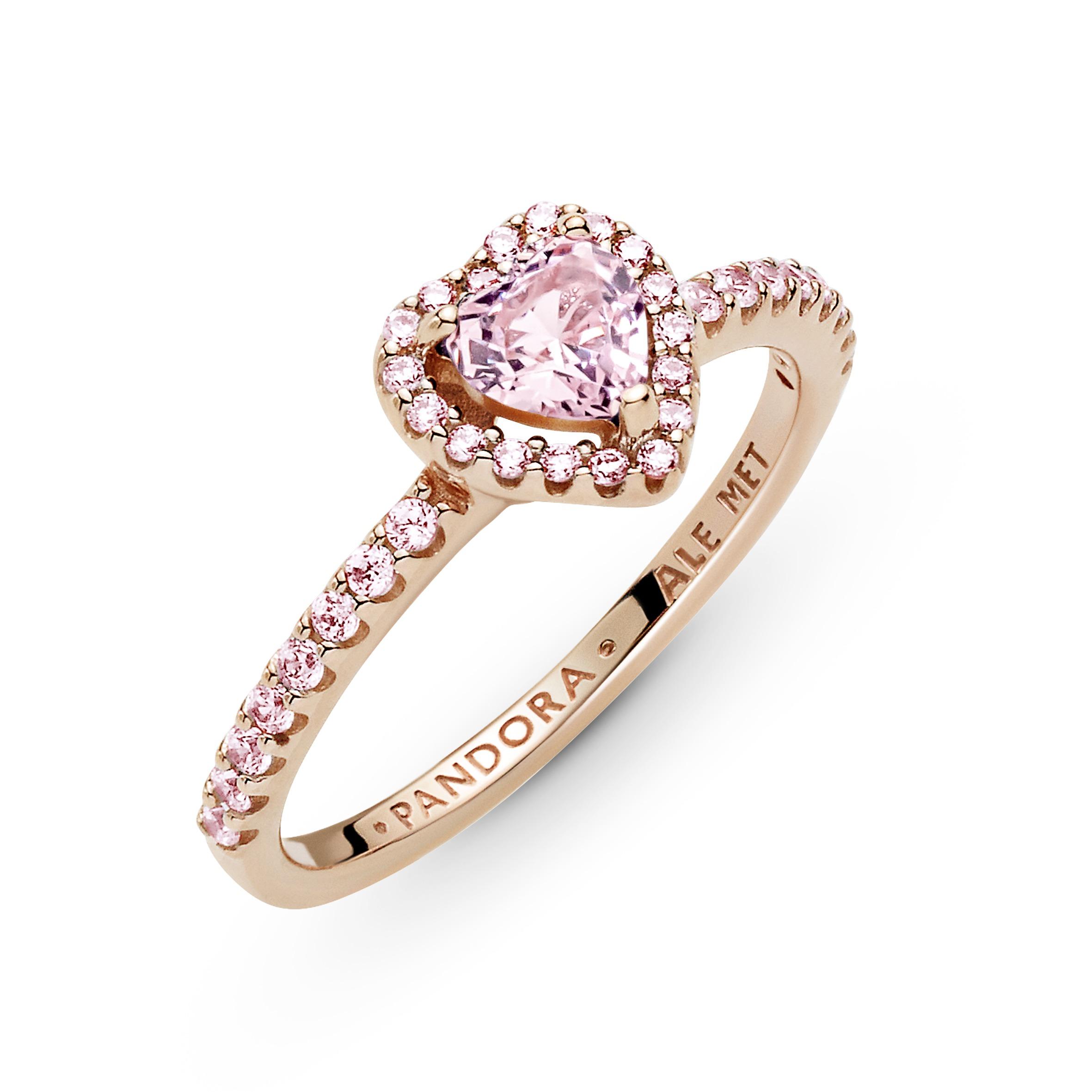 Heart 14k rose gold-plated ring with orchid pink crystal and fancy fairy tale pink cubic zirconia