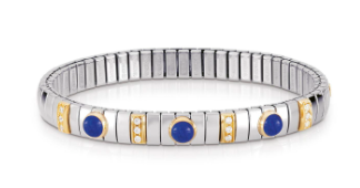 EXTENSION N.Y. Bracelet (S) in stainless steel with 18k gold, Cubic Zirconia and stones (LAPIS LAZULI)