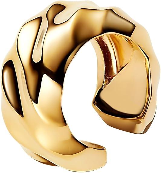 Rippled 14k gold-plated ear cuff