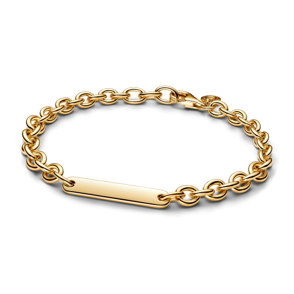 14k Gold-plated link bracelet with engravable bar