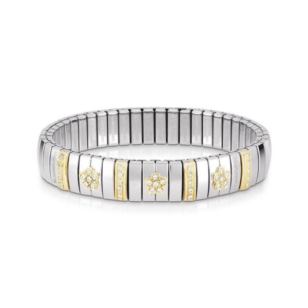 EXTENSION N.Y. bracelet (M) in stainless steel with 18k gold and Cubic Zirconia (WHITE)
