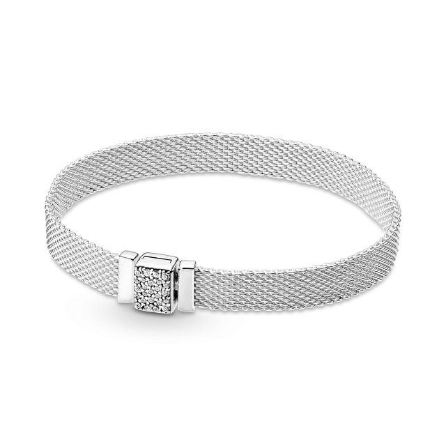 Сетчатый браслет PANDORA Reflexions из стерлингового серебра с прозрачным кубическим цирконием