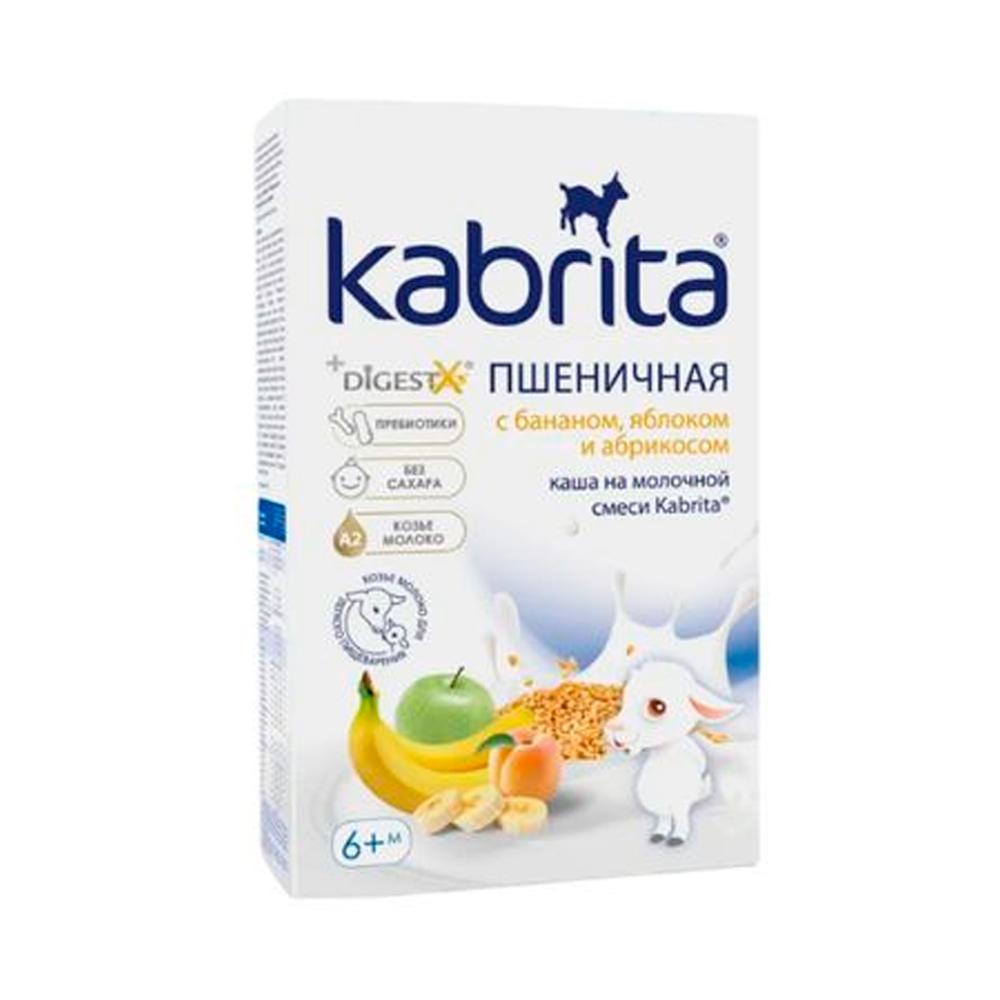 Пшеничная каша Kabrita на молочной смеси с бананом, яблоком и абрикосом 6м+