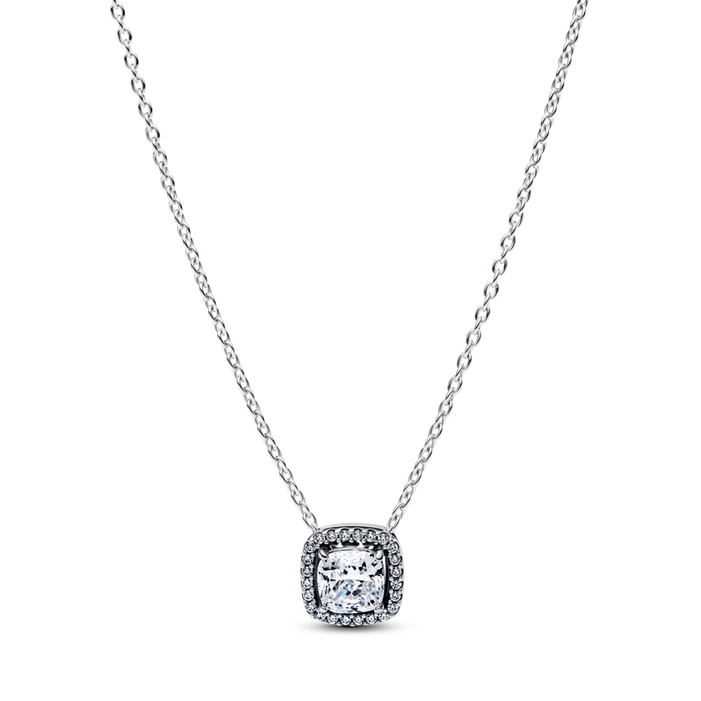 Sterling silver collier with clear cubic zirconia