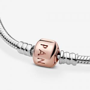 Серебряный браслет с застежкой с покрытием из розового золота 14 карат