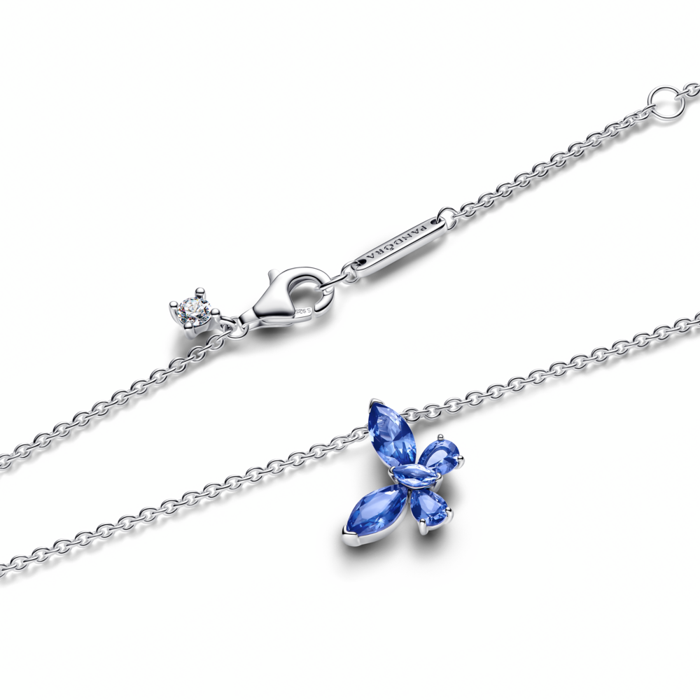 Butterfly sterling silver collier with cornflower blue crystal and clear cubic zirconia Butterfly sterling silver collier with cornflower blue crystal and clear cubic zirconia