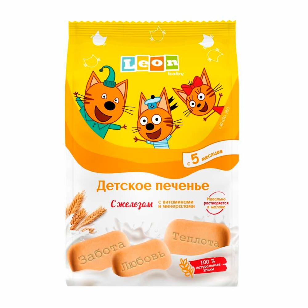 Детское печенье LEON Три кота с железом 5м+ 120 гр