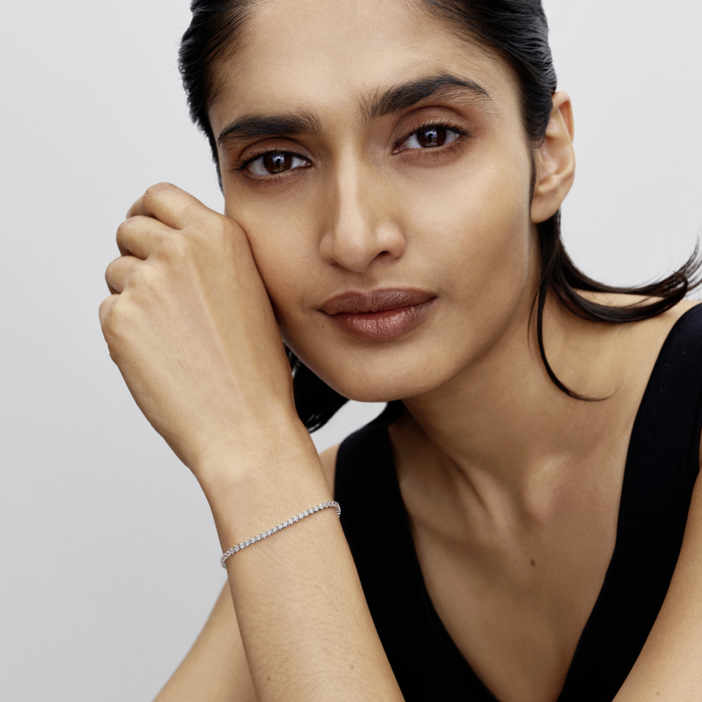 Sterling silver tennis bracelet with clear cubic zirconia