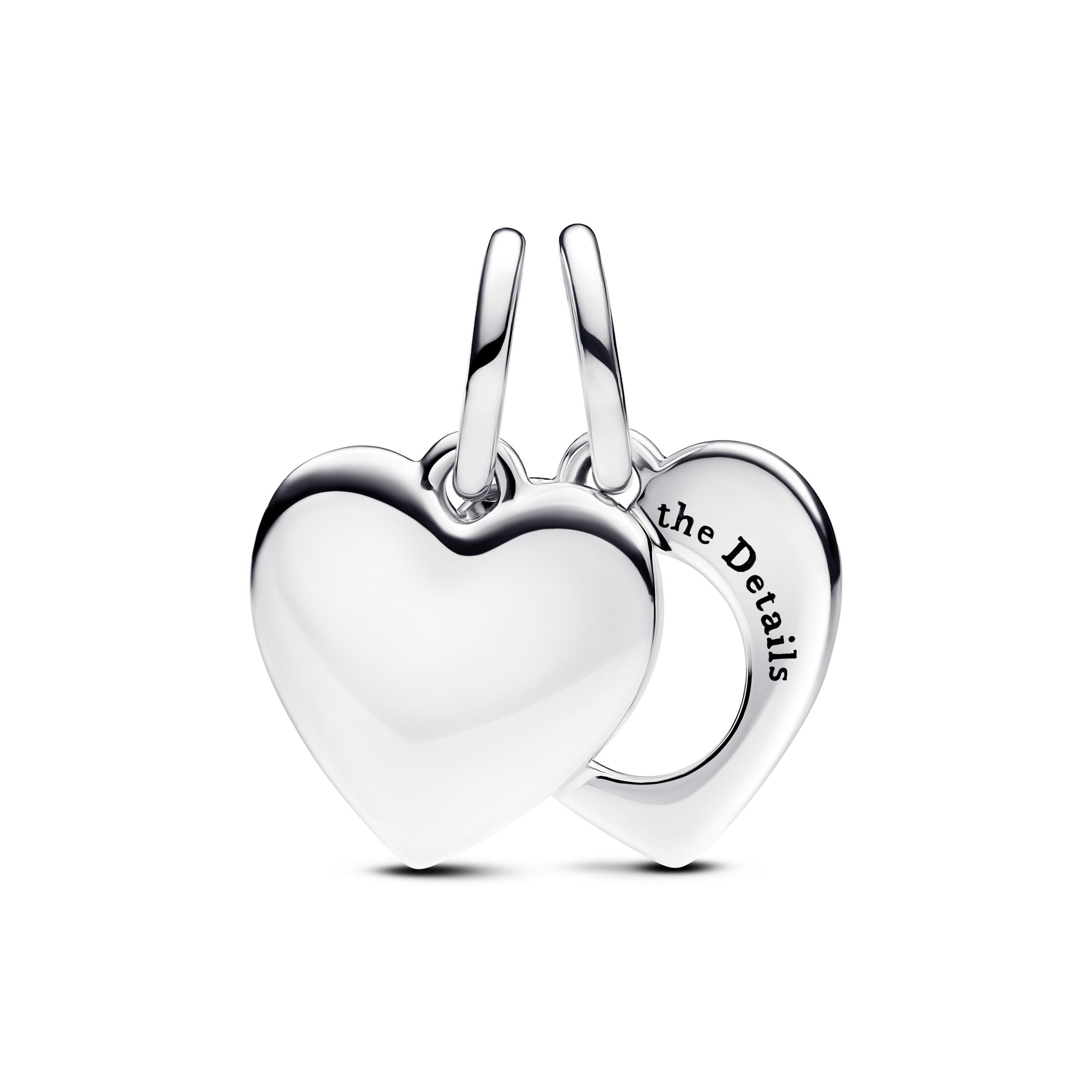 Engravable heart sterling silver double dangle with magnifying glass