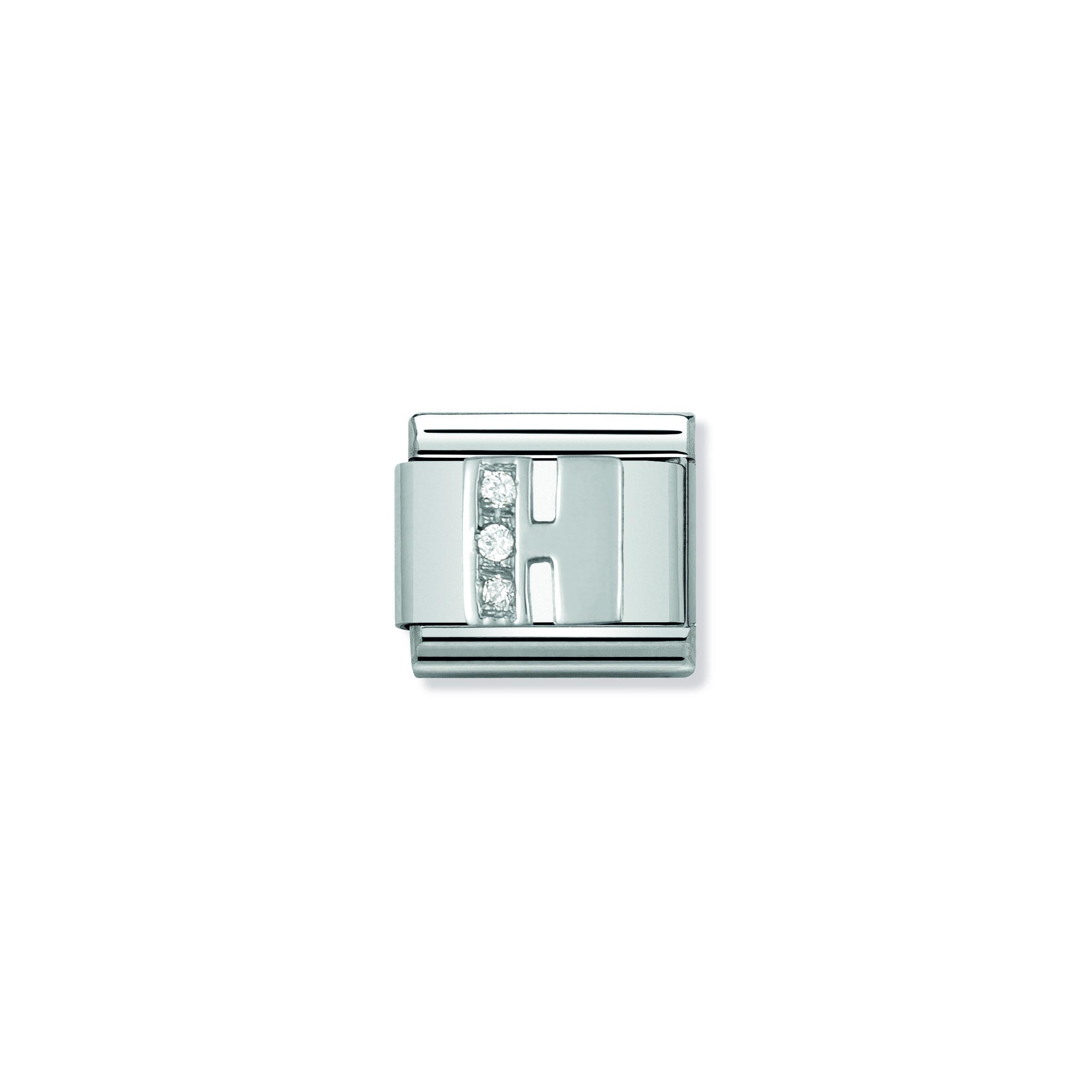 Composable Classic ALPHABETH stainless steel  Cub  zirc and 925 sterling silver (08_H)
