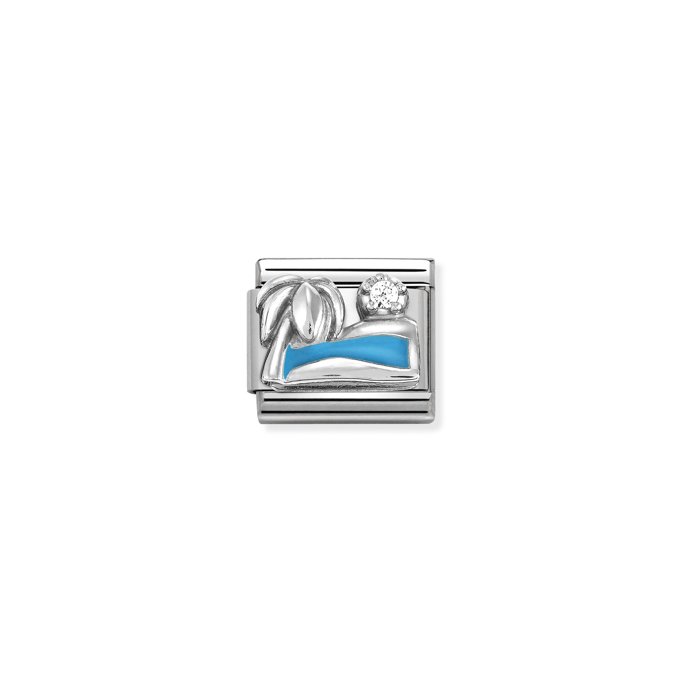 Composable CL SIMBOLS stainless steel  enamel  1 Cub  Zirc and 925 sterling silver (19_Palm tree with sea)