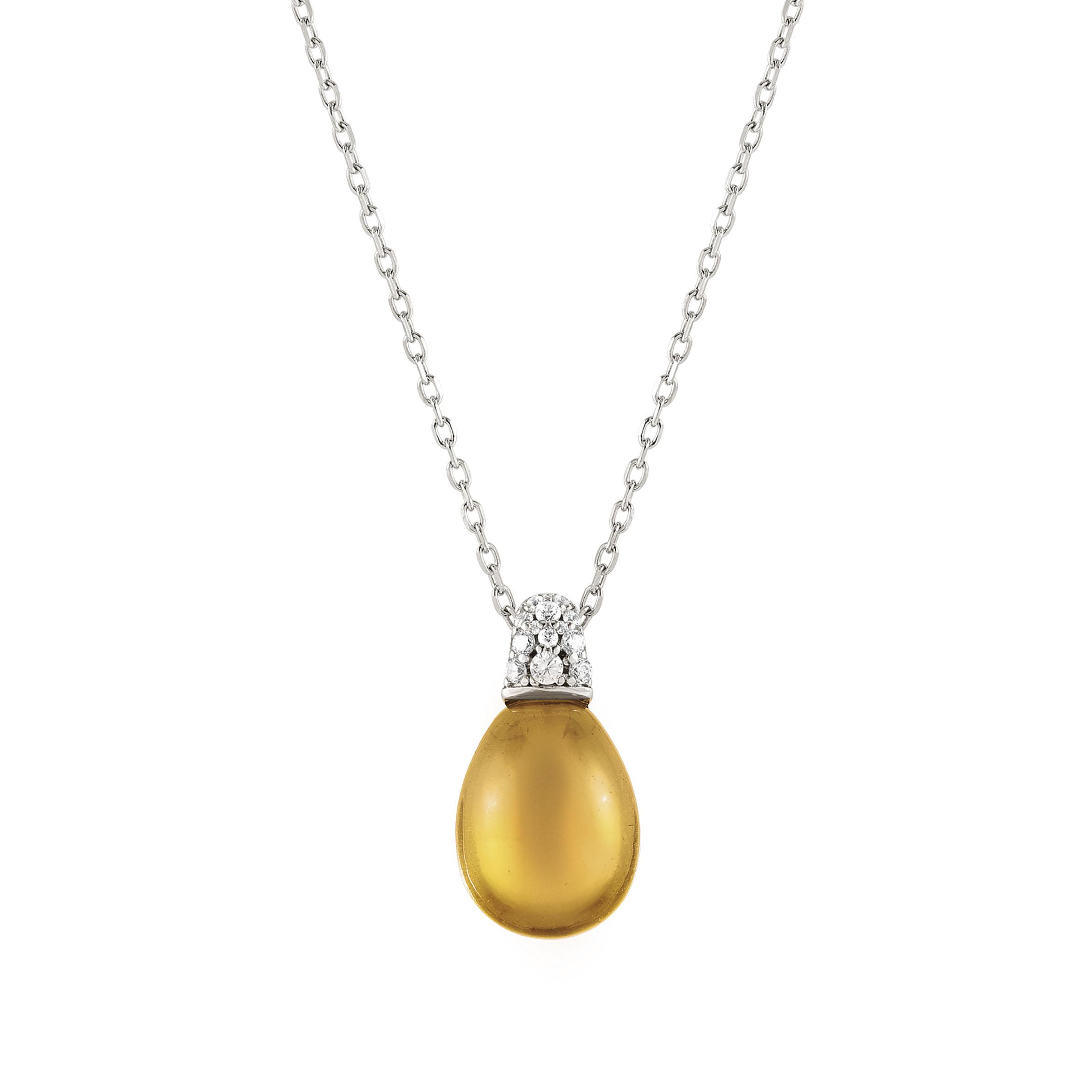 MYRADIANCE necklace ed  PRECIOUS in 925 silver (LARGE)  white topaz and natural stone (004_CITRINE QUARTZ)